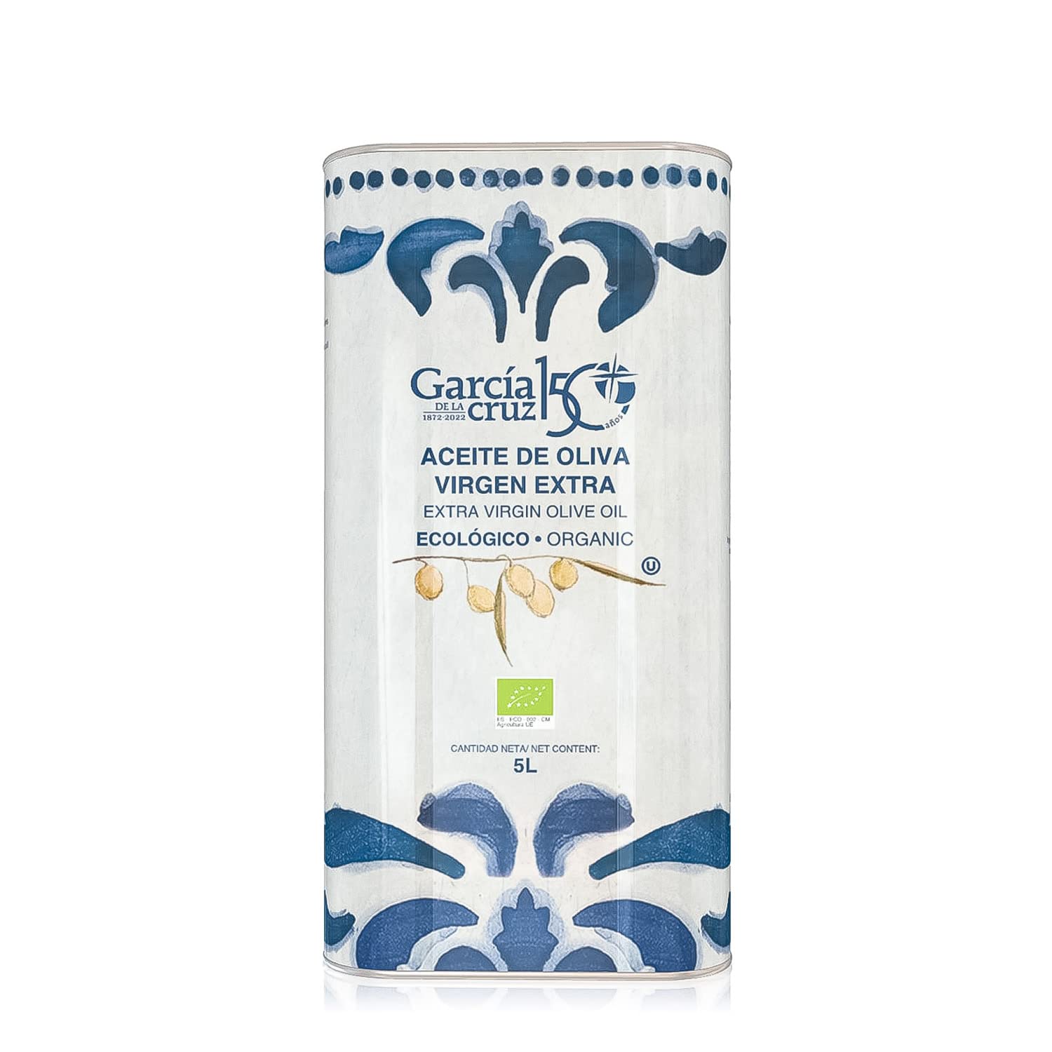 Garc  A De La Cruz - Organic Extra Virgin Olive Oil, Montes De Toledo, Recycled Pet Packaging, Can Of 5L