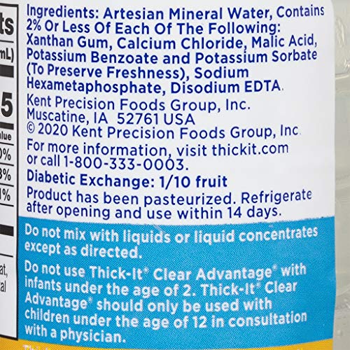 Thick-It Clear Advantage Moderately Thick Water, Honey Consistency, Ready-to-Drink, Digestible Swallowing Aid, Convenient & Read