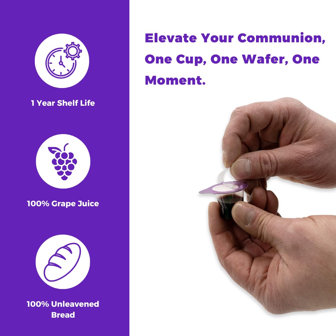 Kingdom Prefilled Communion Cup With Wafers(50Ct - Red Juice) Sealed In A Single-Serving Container With One-Year Shelf Life, Per