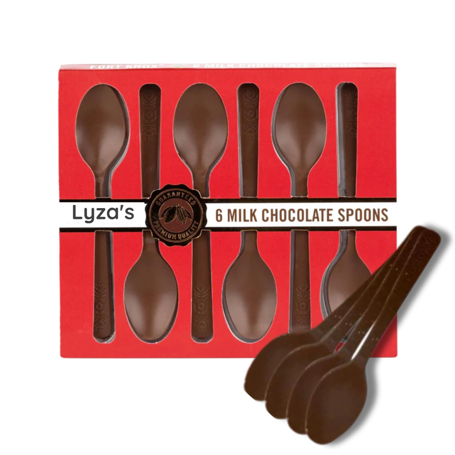 LYZAS SWEETS & TREATS Milk Chocolate Edible Spoons - Gourmet Cocoa Stirrers - 6 Count Gift Box - Single