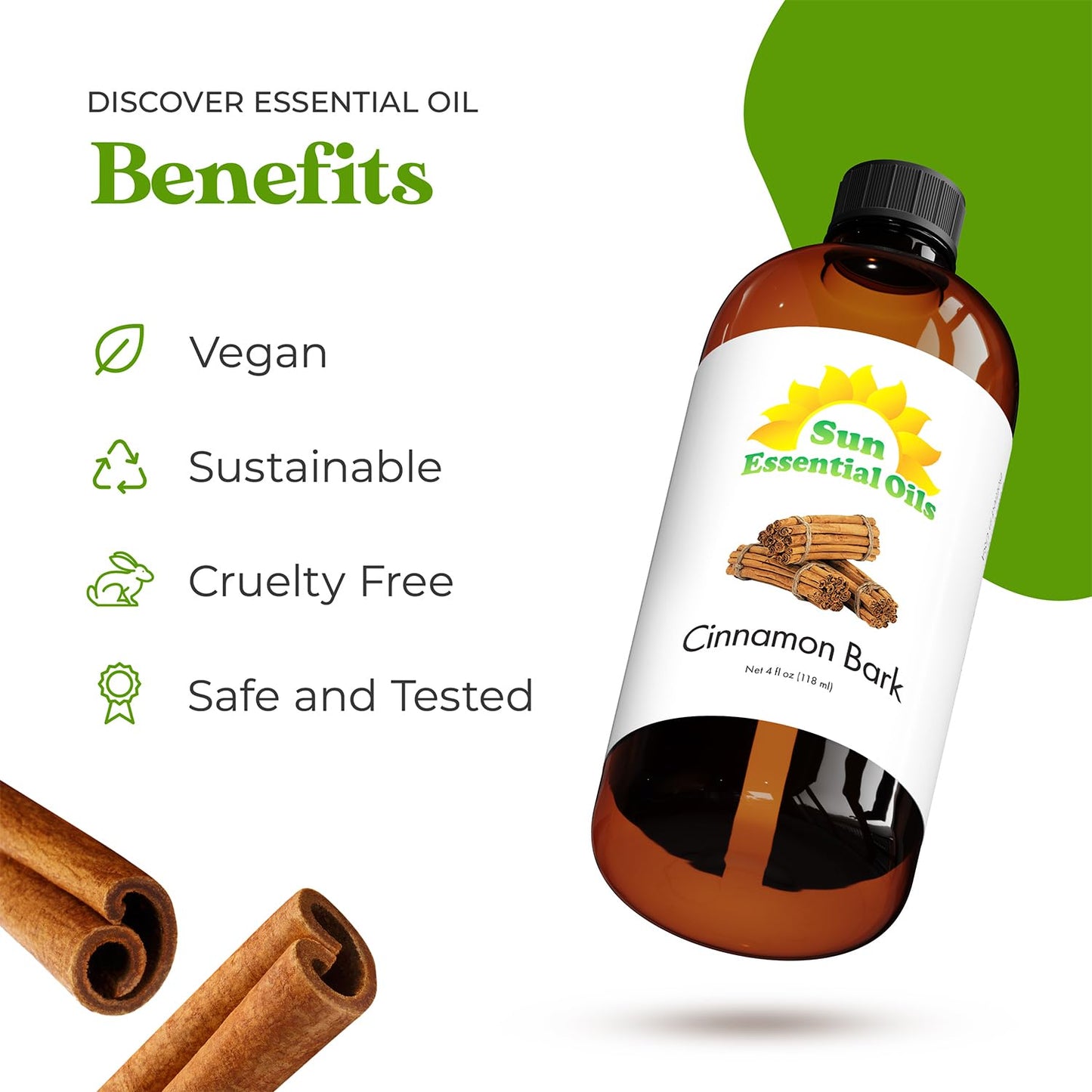 Sun Essential Oils 4Oz - Cinnamon Bark Essential Oil - 4 Fluid Ounces
