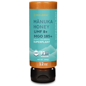 Melora Manuka Honey New Zealand Raw Honey | Pure, Unfiltered, Unpasteurized Honey | Organic Squeeze Bottle | Umf 8+ | Mgo 185+ |