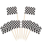 Pangda Checkered Racing Flag Toothpicks, 1.38 x 0.98 inches, Black & White, 100 Pack, Cupcake Picks for Party Decorations