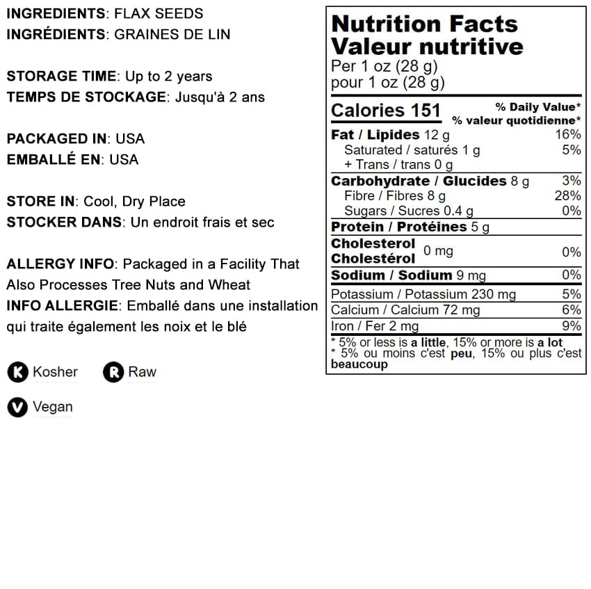 Food To Live - Brown Flax Seeds, 10 Pounds - Raw Whole Flaxseed, Kosher, Vegan, Bulk. High Dietary Fiber Food. Rich In Omega-3 F