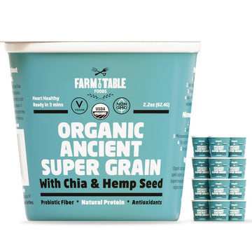 Farm to Table Foods Organic Ancient Super Grain Oatmeal Individual Serving Cups, With Chia and Hemp Seed - High Protein, Non-GMO