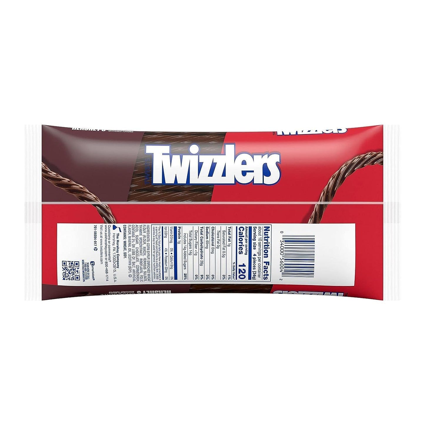 Twizzlers Chocolate Flavored Twists - Low Fat Snacks - Pack of 2 - 12 oz Bags