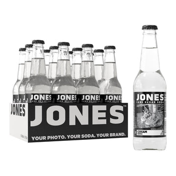 Jones Soda Co. Cream Flavor | 12-Pack | The Original Craft Soda | Made with Pure, 100% Cane Sugar | Pop Beverages/Soft Drinks | 