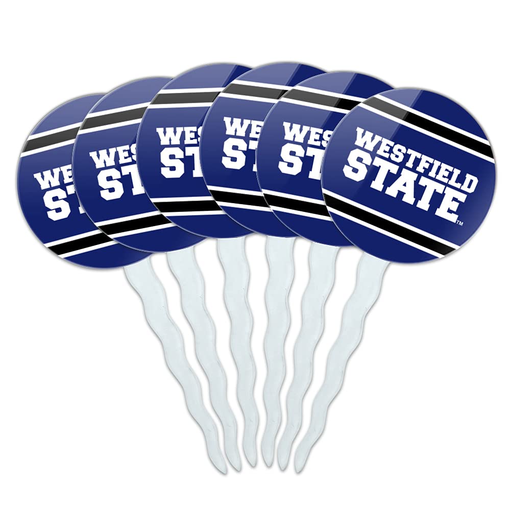 GRAPHICS & MORE Cupcake Picks Set of 6, Multi Color Acrylic Toppers for Westfield State University