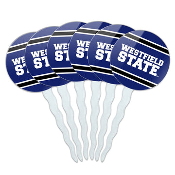 GRAPHICS & MORE Cupcake Picks Set of 6, Multi Color Acrylic Toppers for Westfield State University