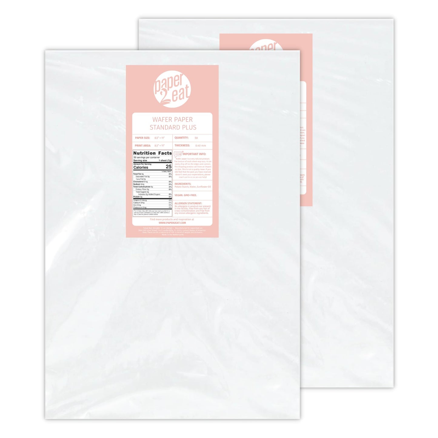 Printable Edible Wafer Paper Sheets from paper2eat (0.40 mm - 100 count/Plain)