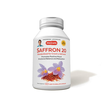 ANDREW LESSMAN Saffron Extract Capsules - 20mg, 60 Count - Promotes Positive Mood and Emotional Balance, Easy to Swallow