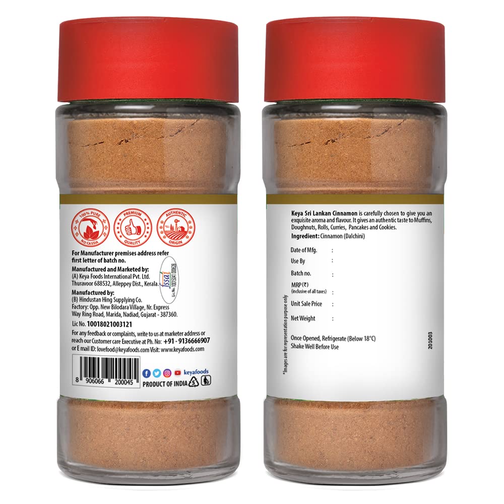 Keya Srilankan Cinnamon Powder | Dalchini Powder | Ceylon Cinnamon Sourced From Sri Lanka | 50G