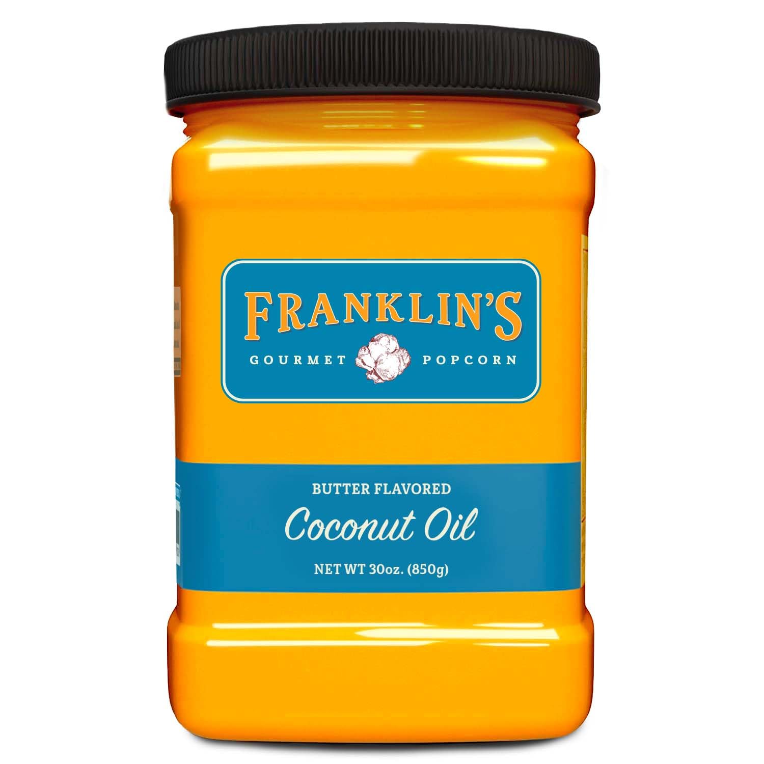 Franklins Gourmet Popcorn Butter Flavored Coconut Oil - Vegan, Gluten Free - 30 oz - Zero Trans Fat