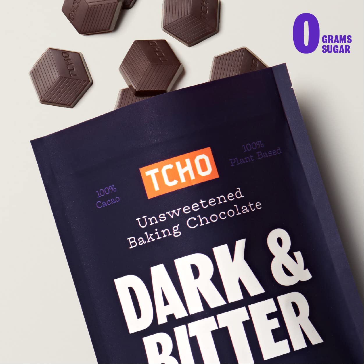 Tcho Dark & Bitter 100% Unsweetened Dark Chocolate Baking Couvertures (3 Bag) | Organic & Fair Trade Certified | Non Gmo, Non-Da