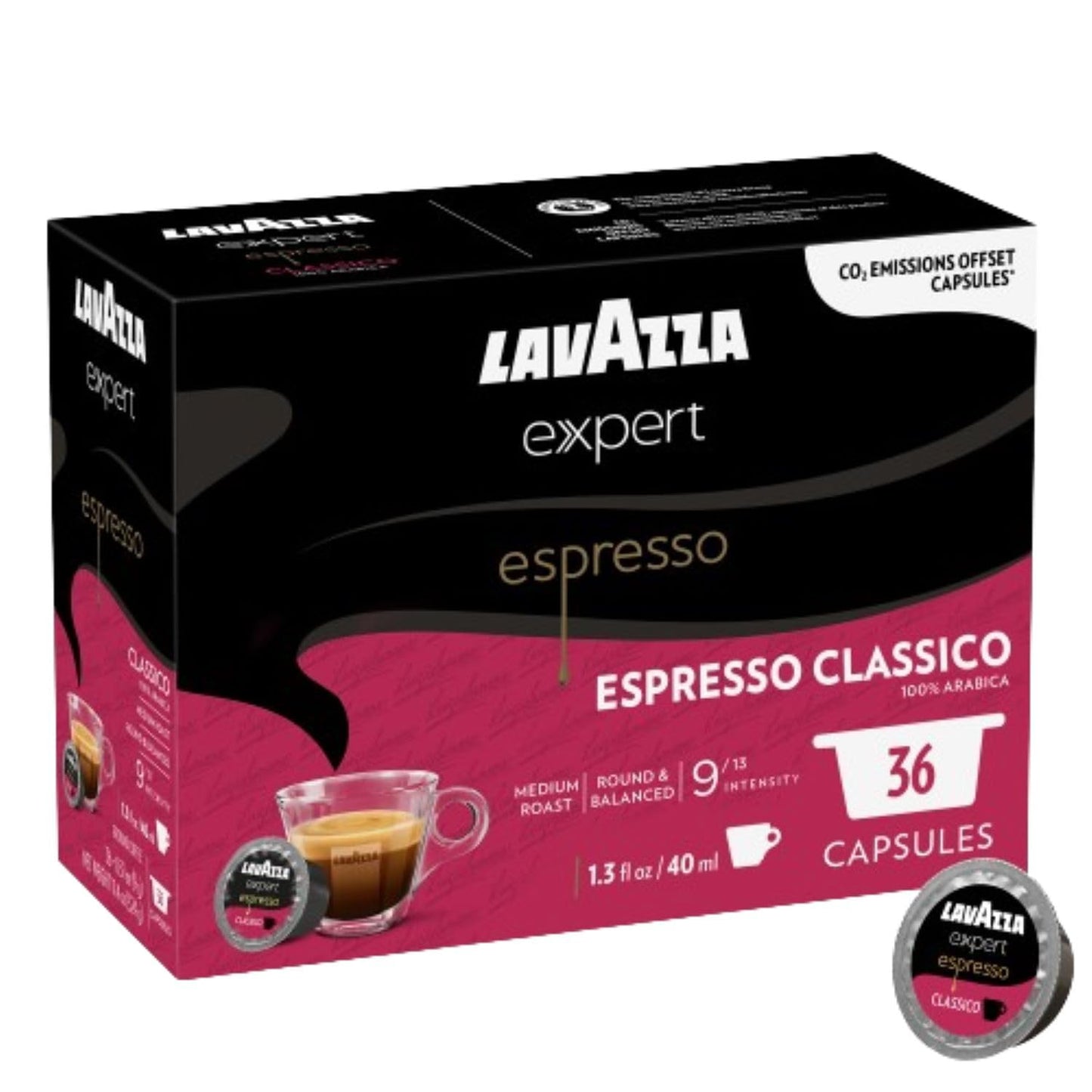 Lavazza Expert Espresso Classico Capsules, Medium Roast, 100% Arabica, 36 Count, Compatible with Lavazza Classy Machines