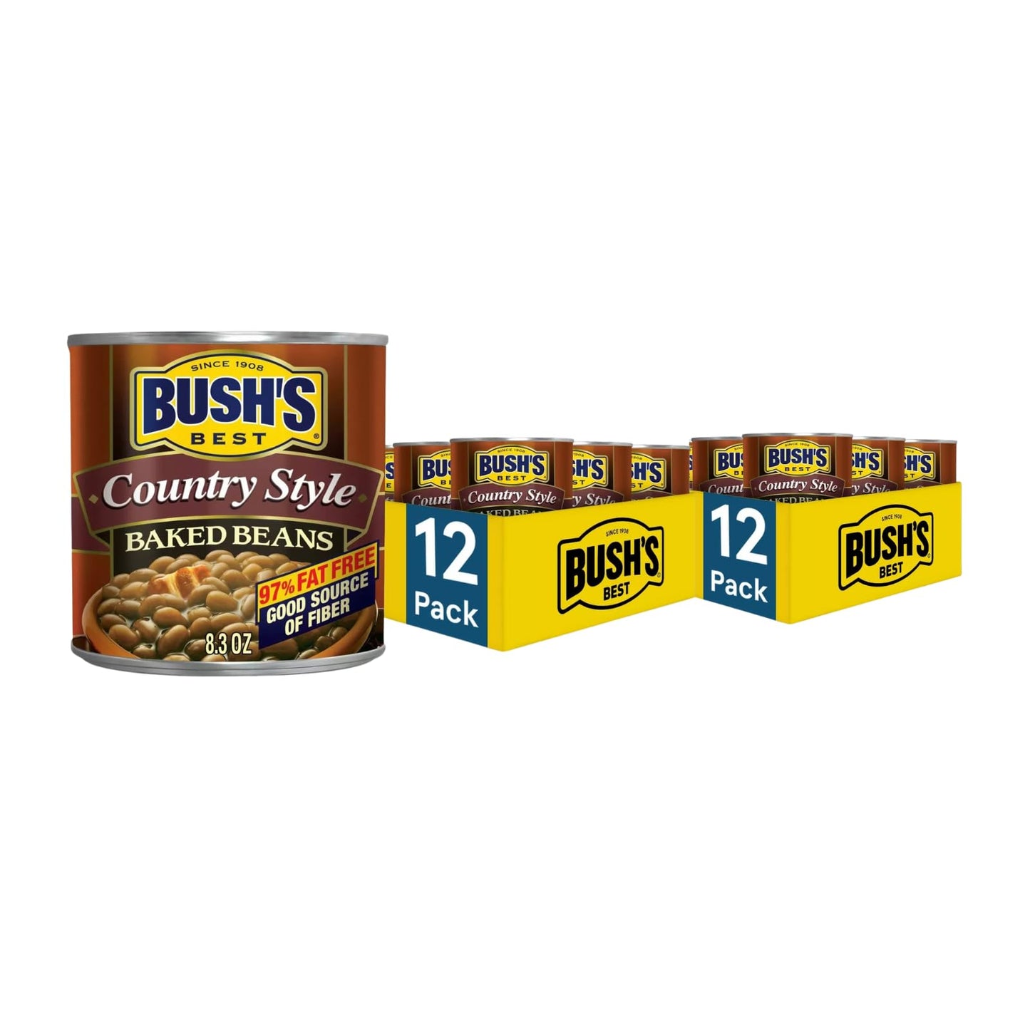 Bushs Best Baked Beans, Country Style, 8.3 Oz, Pack of 24