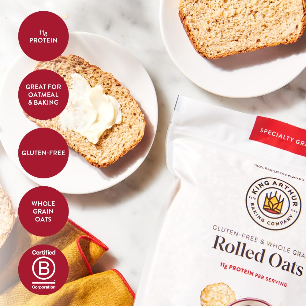 King Arthur Baking Company Gluten-Free & Whole Grain Rolled Oats 2Lbs.