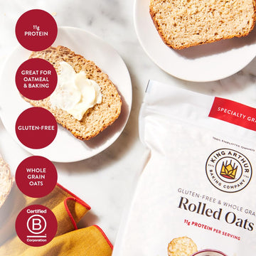 King Arthur Baking Company Gluten-Free & Whole Grain Rolled Oats 2Lbs.