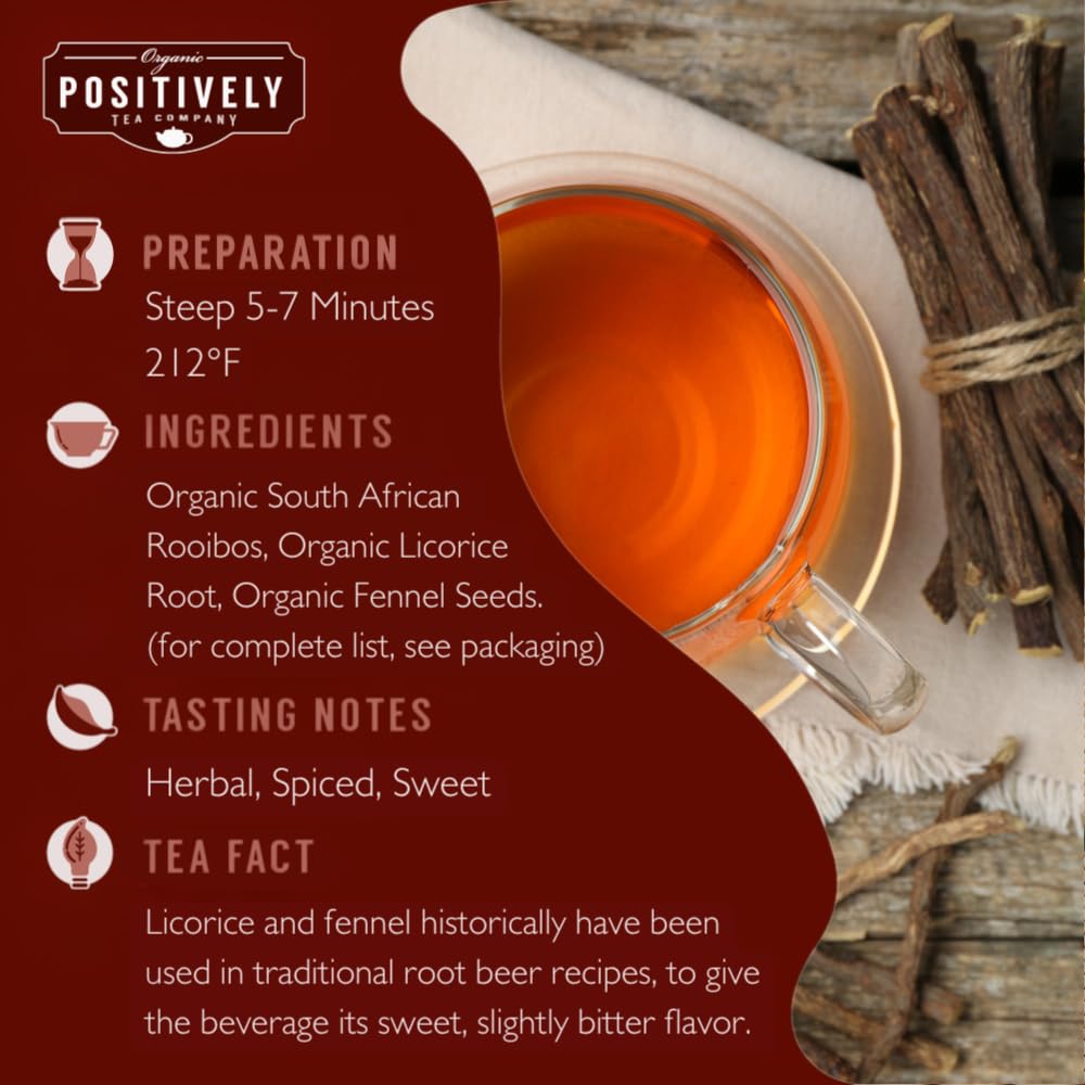 Organic Positively Tea Company Rooibos Tea, Loose Leaf, Root malt-inspired Flavor, 16 Ounce