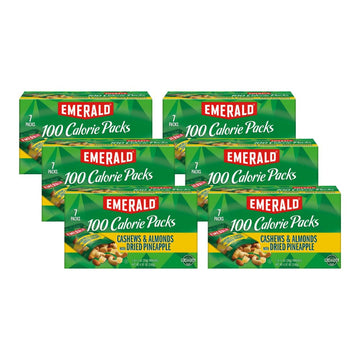 Emerald Nuts Cashews And Almonds With Dried Pineapple  100 Calorie Packs  7 Count  4.97 Oz (Pack Of 6)