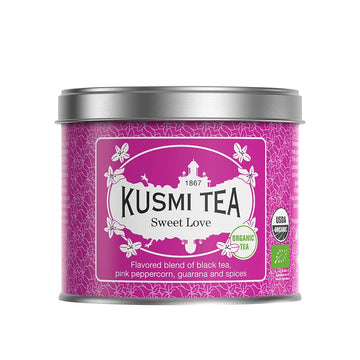 Kusmi Tea - Sweet Love - Organic Black Tea - Blend of Black Tea, Pink Pepper, Guarana & Spices - Flavourful, Caffeinated Tea - L