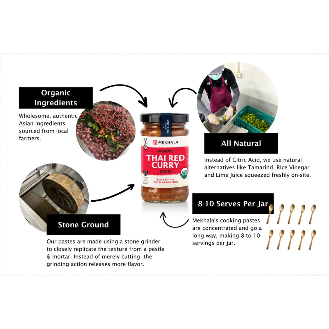 Mekhala Organic Thai Curry Cooking Paste Variety Pack Gluten-Free Vegan