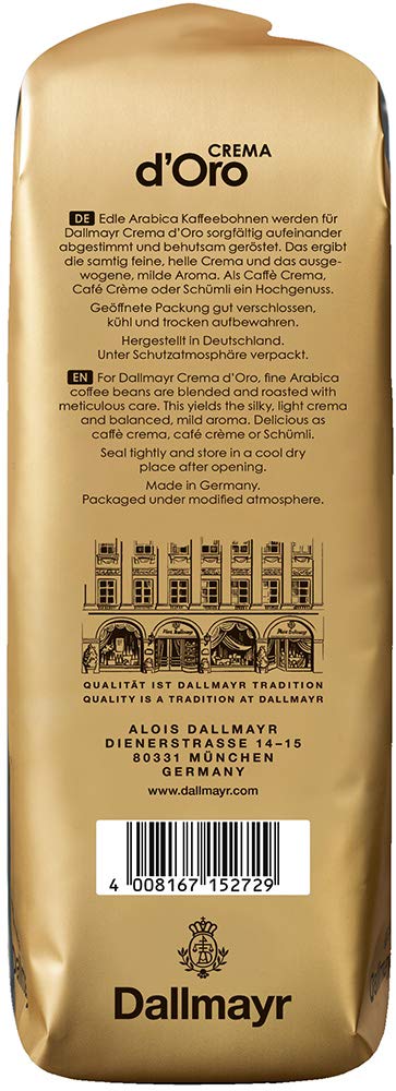 Dallmayr Crema doro Mild Coffee Beans, 1000g (35.2 Ounce) - Pack of 1, Model 527000000