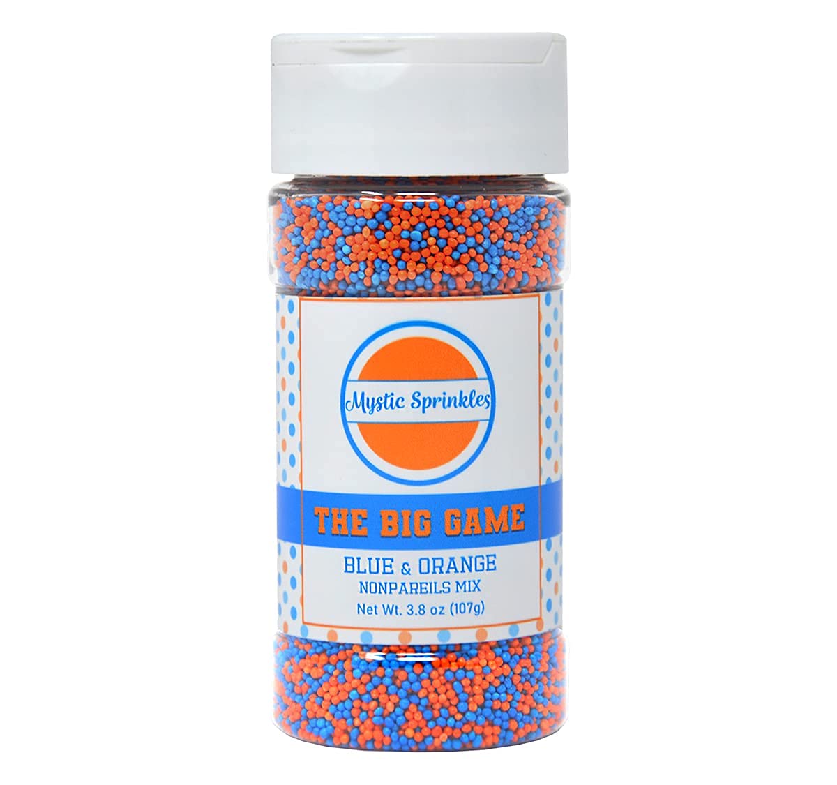 Mystic Sprinkles The Big Game Nonpareil Mix 3.8Oz Bottles (Blue & Orange)