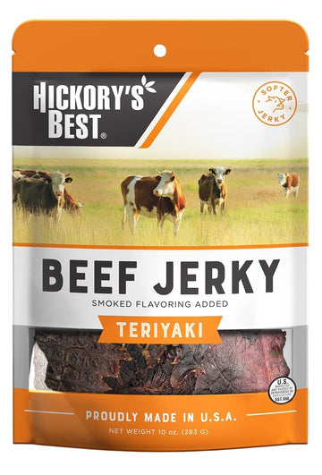 Hickory's Best Teriyaki Beef Jerky 10 oz (Pack of 1) | Soft & Tender| USA Made | High Protein | Low Fat | Zero Trans Fat | No MS