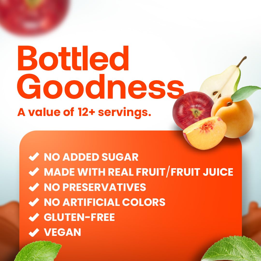 Dr. Smoothie 100% Crushed Peach Pear Apricot – No Added Sugar, Made With Real Fruits/Fruit Juice – Vegan, No Artificial Colors Or Flavors – Juicy Sweet Peaches, Tart Apricots & Pears – 46 Oz Bottle