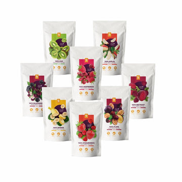NutriBoom Freeze Dried Snack Box with Freeze-Dried Fruits, Berries and Vegetables, 8 Packs x 500 ml - Healthy Freeze-Dried Snack