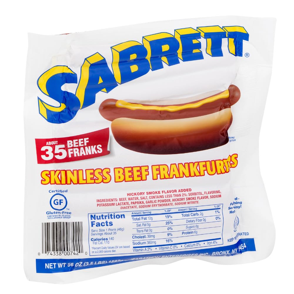 All-Skinless Beef Frankfurters, about 35 Beef Franks by Sabrett -3.5 LB