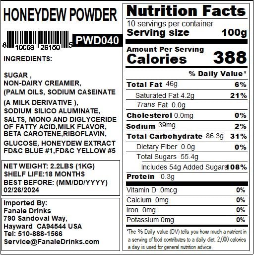 Fanale Premium Honeydew Bubble Tea Flavoring Powder | Perfect For Baking, Smoothies, Desserts And Drinks | Instant Flavoring Pow