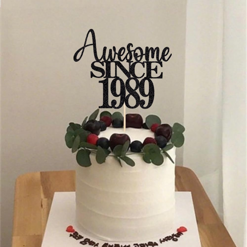 35Th Awesome Since 1989 Cake Topper Cheers To 35 Years Birthday Cake Pick 35 Fabulous Cake Decoration For Happy 35Th Birthday An
