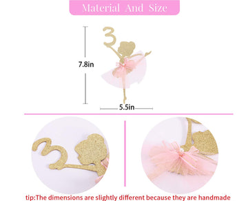 Ballet Cake Topper 1 To 5 Years Old - Ballerina, Birthday Party Decoration, Dancing Princess, Studio Photo Props (Ballerina 3)