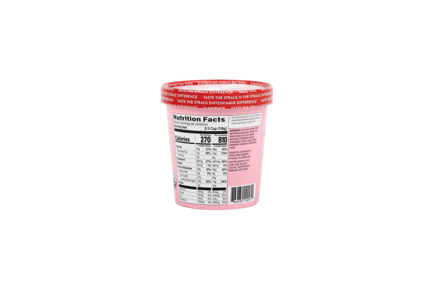 Straus Family Creamery Organic Strawberry Ice Cream, 16oz