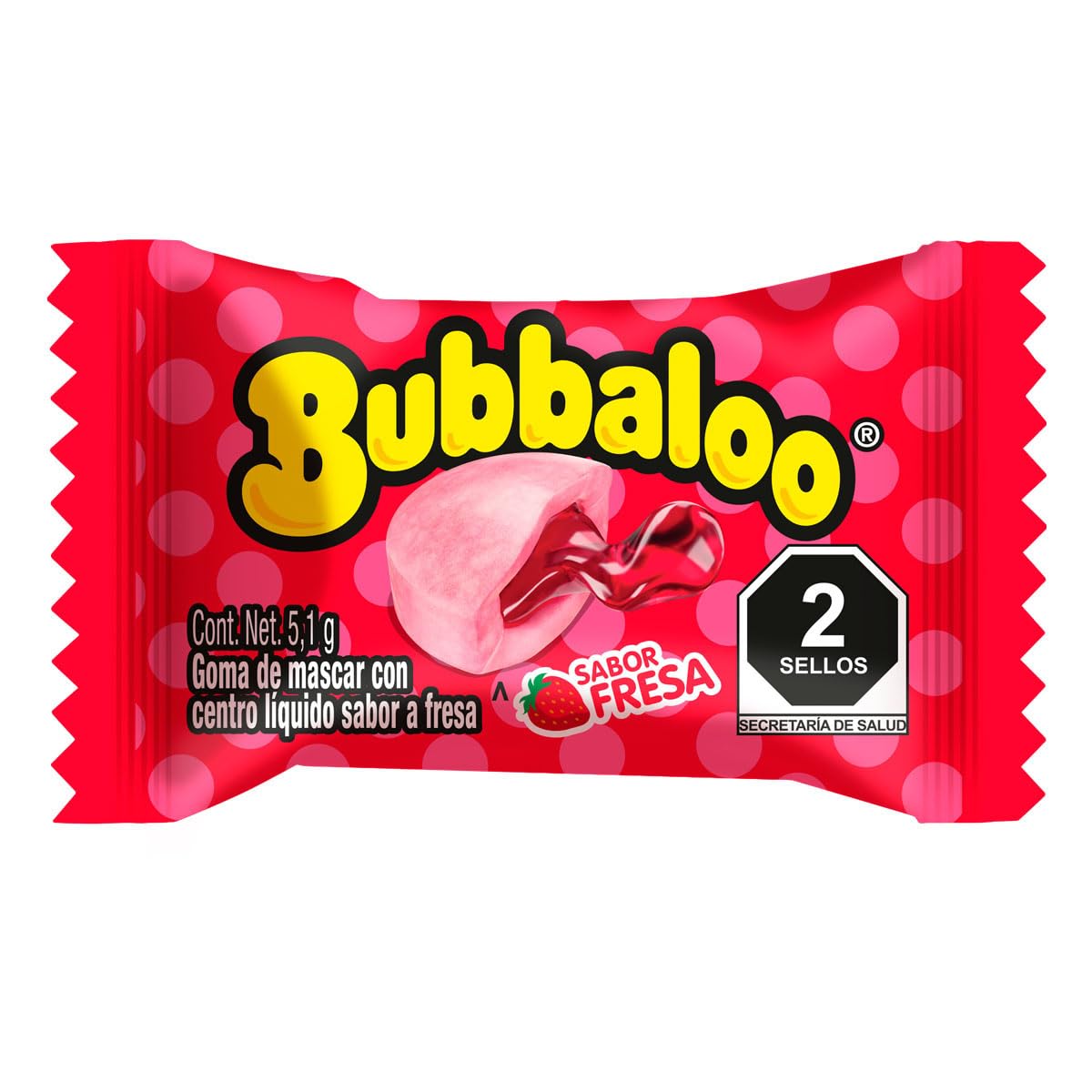 Bubbaloo Adams- Goma De Mascar 47 Pz- Sabores Varios (Fresa, 47Pz)