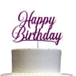 RokAPary Happy Birthday Glitter Cake Topper, Sturdy Double-Sided Acrylic, Purple