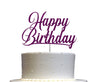 RokAPary Happy Birthday Glitter Cake Topper, Sturdy Double-Sided Acrylic, Purple