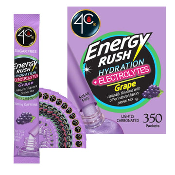 4C Powder Drink Mix, Bulk Buy, Singles Stix, On the Go, Refreshing Water Flavorings, Value Pack (Energy Rush - Grape, 350 Count 