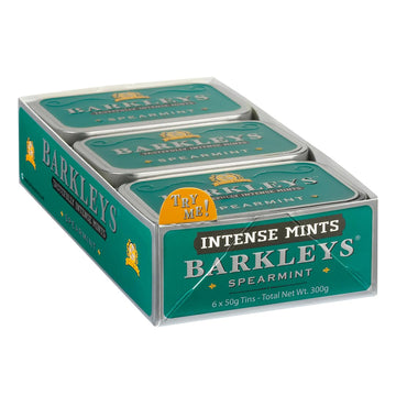 Barkleys Spearmint Breath Mints - Vegan Cool Mint Candy - 6 Pack - 50 Count Each
