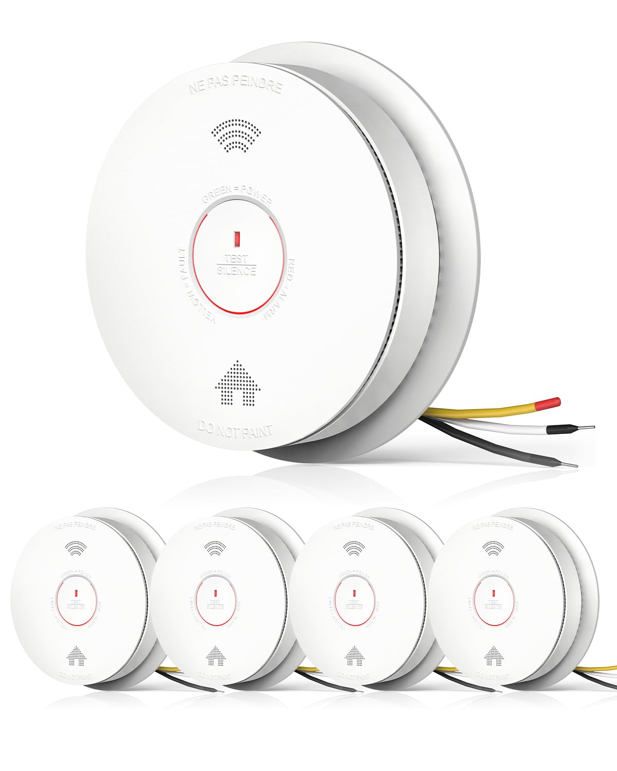 Siterwell Hardwired Interconnected Smoke Detector Carbon Monoxide Detector Combo With 2 Aa Batteries Back Up, 2 In 1 Smoke And C