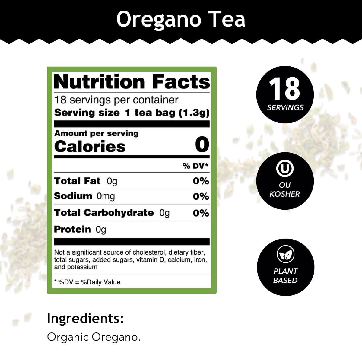 Buddha Teas Organic Oregano Tea - Herbal, Caffeine Free, Non-GMO - 18 Count