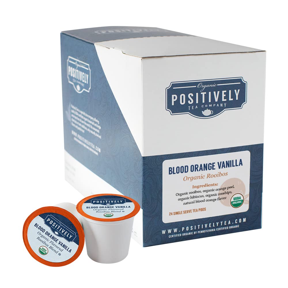 Organic Positively Tea Company Blood Orange Vanilla Rooibos Tea K-Cup Compatible 24 Pods