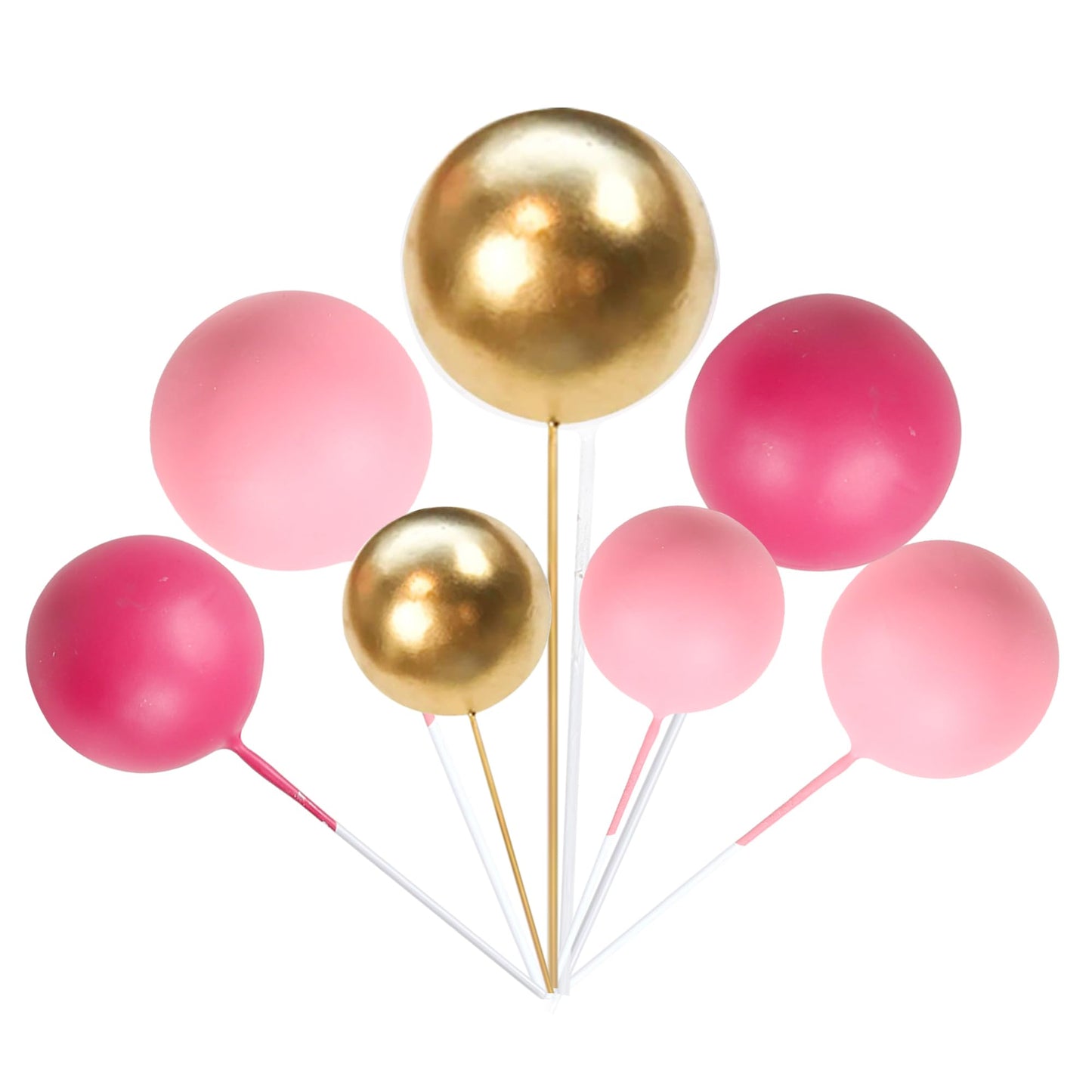 Rssta i Mini Balloons Cake Toppers, 30 PCS Foam Inserts for Baby Shower, Wedding, Kids Birthday Party, Red Gold Pink