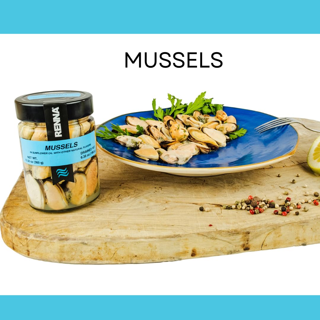 Renna Succulent Mussels in Sunflower Oil, 10.58 oz, Product of Italy