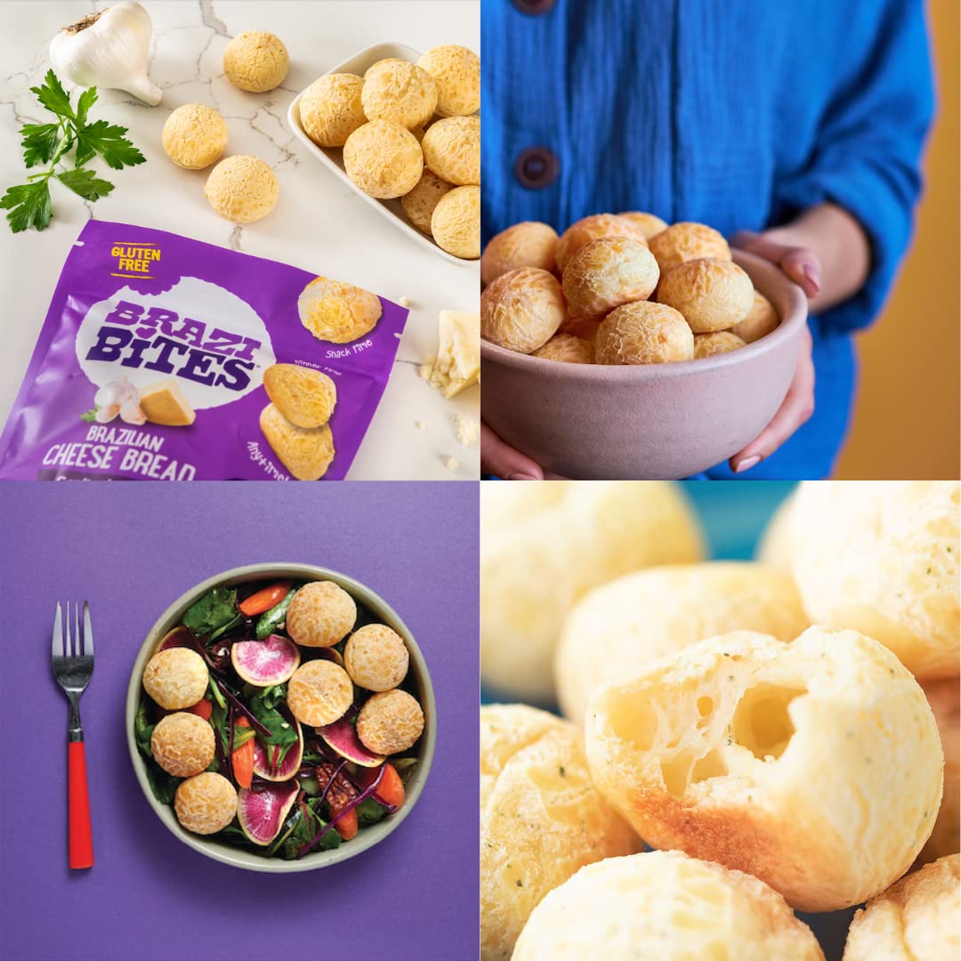 Brazi Bites Gluten-Free Brazilian Cheese Bread: Garlic Asiago | Vegetarian Frozen Bread Snacks | Soy-Free | No Artificial Ingred