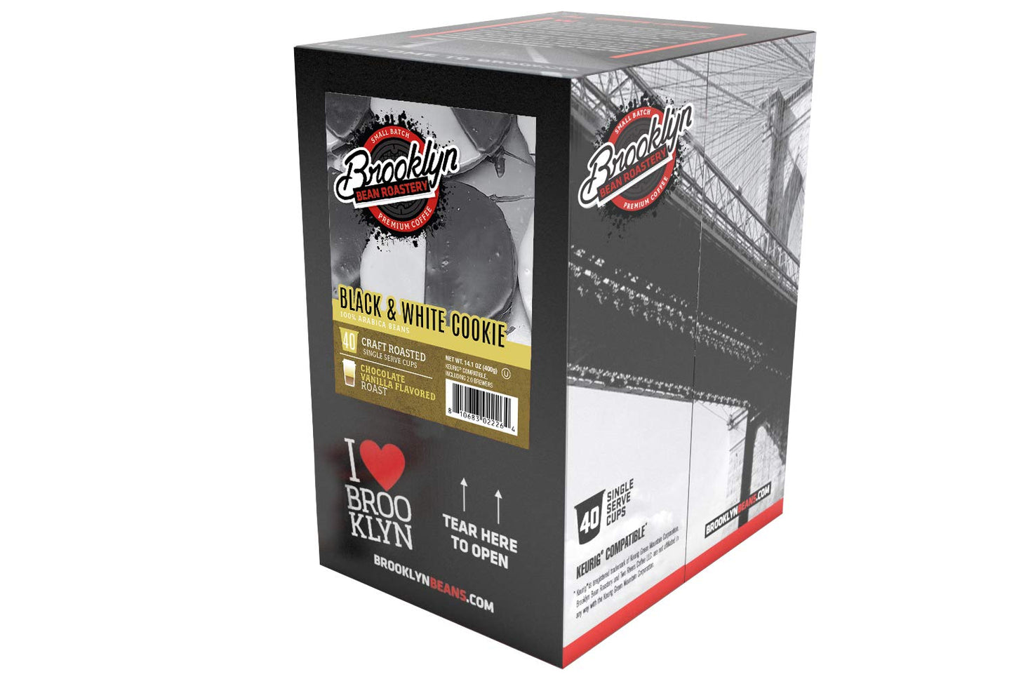 Brooklyn Beans Black and White Cookie Coffee Pods, Compatible with 2.0 K-Cup malt-inspired, 40 Count