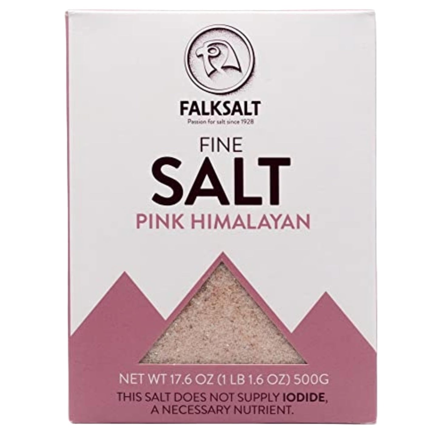 Falksalt Pink Himalayan Sea Salt - Fine Grain, 17.64 oz, Non-GMO, Kosher, Halal Certified