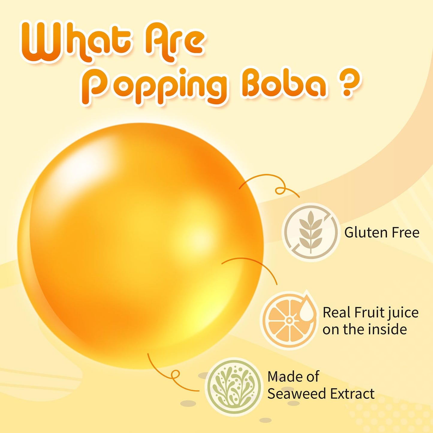J Way Bursting Popping Passion Fruit Boba Pearls, Passion Fruit Syrup, Non-Dairy, Fat-Free Popping Tapioca Boba For Beverages, S